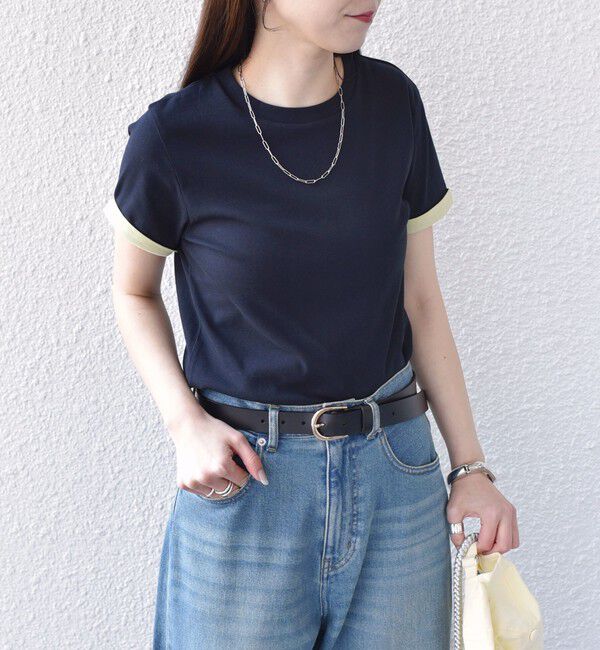 SHIPS Colors 「SHIPS Colors:〈手洗い可能〉シアー ドライ タッチ バイカラー TEE◇」|Tシャツ・カットソー|ネイビー