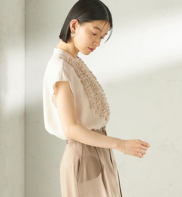 SHIPS for women「〈接触冷感/手洗い可能〉Jupiter 麻混 フリル ブラウス」|シャツ・ブラウス|