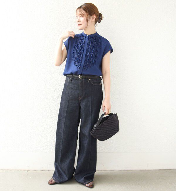 SHIPS for women「〈接触冷感/手洗い可能〉Jupiter 麻混 フリル ブラウス」|シャツ・ブラウス|