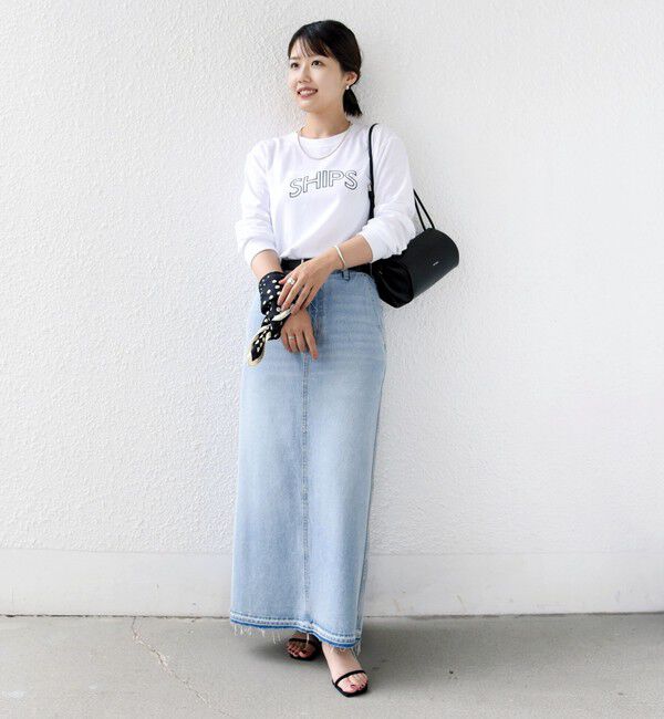 SHIPS for women「【WEB限定】 SHIPS ラウンド プリント ロゴ ロングスリーブ TEE」|Tシャツ・カットソー|