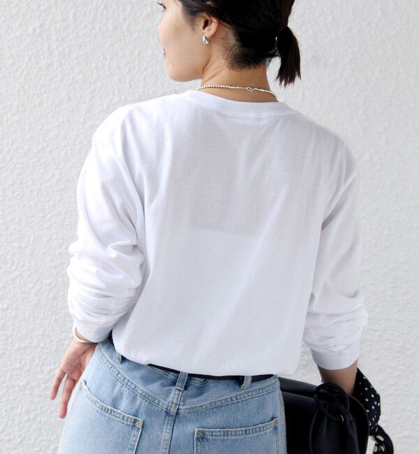 SHIPS for women「【WEB限定】 SHIPS ラウンド プリント ロゴ ロングスリーブ TEE」|Tシャツ・カットソー|