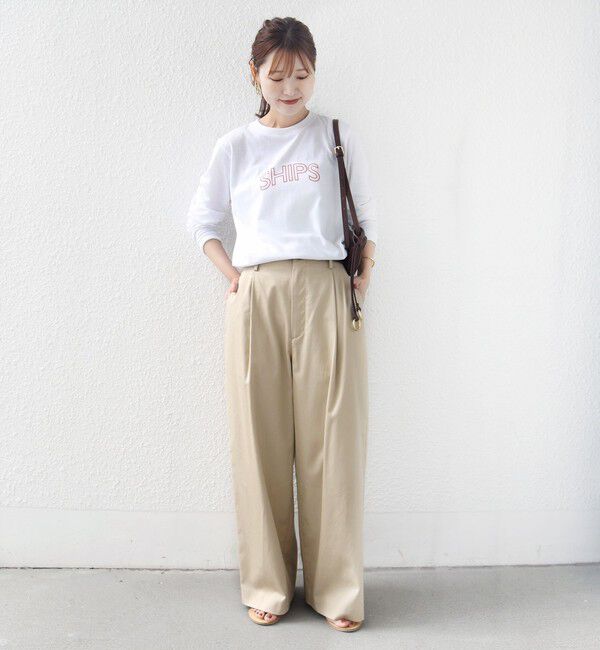 SHIPS for women「【WEB限定】 SHIPS ラウンド プリント ロゴ ロングスリーブ TEE」|Tシャツ・カットソー|