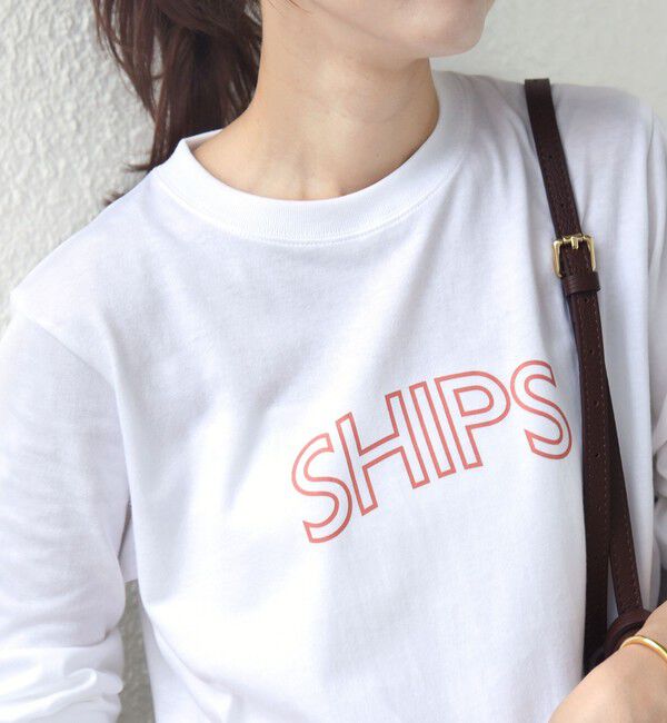 SHIPS for women「【WEB限定】 SHIPS ラウンド プリント ロゴ ロングスリーブ TEE」|Tシャツ・カットソー|