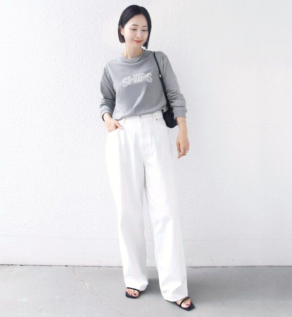 SHIPS for women「【WEB限定】 SHIPS ラウンド プリント ロゴ ロングスリーブ TEE」|Tシャツ・カットソー|