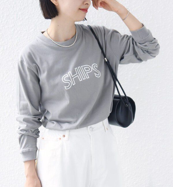 SHIPS for women「【WEB限定】 SHIPS ラウンド プリント ロゴ ロングスリーブ TEE」|Tシャツ・カットソー|