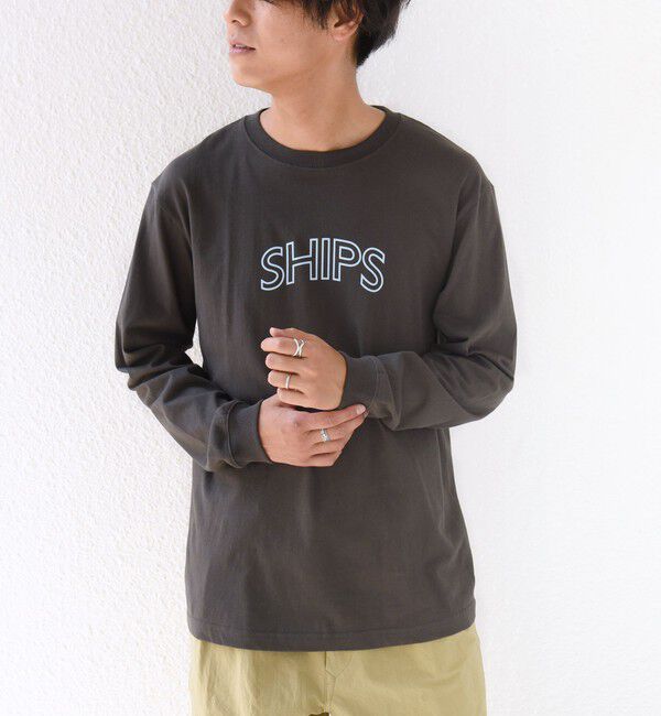 SHIPS for women「【WEB限定】 SHIPS ラウンド プリント ロゴ ロングスリーブ TEE」|Tシャツ・カットソー|