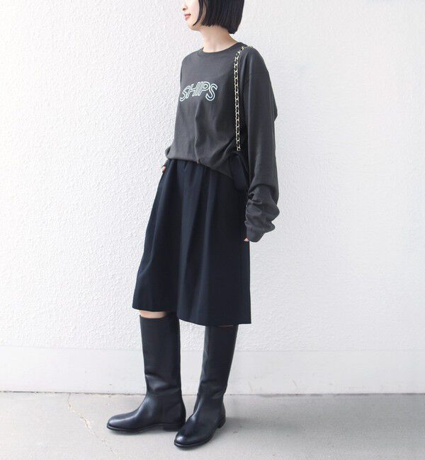 SHIPS for women「【WEB限定】 SHIPS ラウンド プリント ロゴ ロングスリーブ TEE」|Tシャツ・カットソー|
