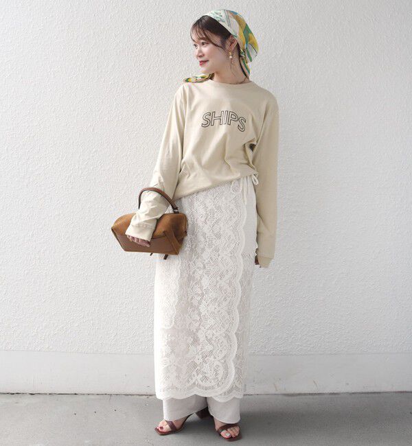 SHIPS for women「【WEB限定】 SHIPS ラウンド プリント ロゴ ロングスリーブ TEE」|Tシャツ・カットソー|