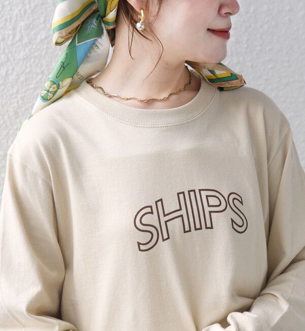 SHIPS for women「【WEB限定】 SHIPS ラウンド プリント ロゴ ロングスリーブ TEE」|Tシャツ・カットソー|
