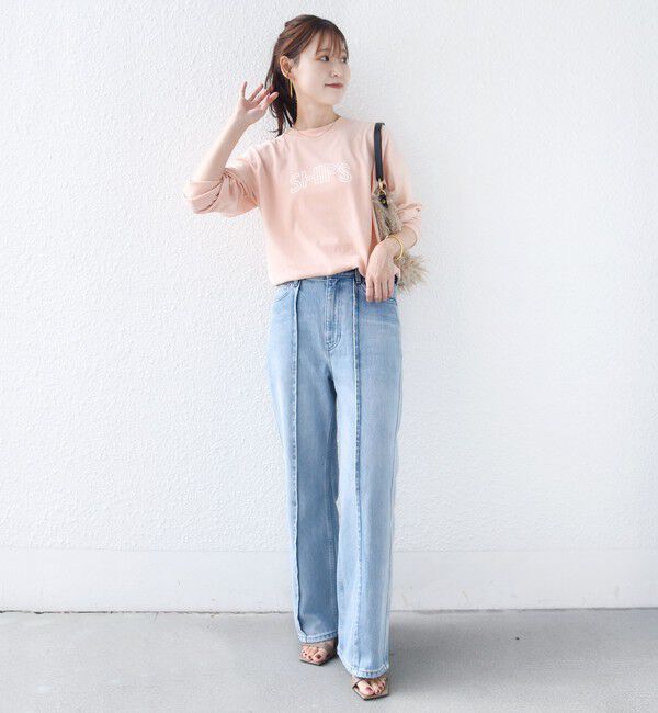 SHIPS for women「【WEB限定】 SHIPS ラウンド プリント ロゴ ロングスリーブ TEE」|Tシャツ・カットソー|