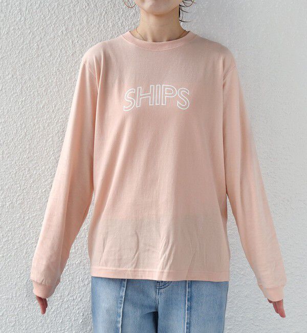 SHIPS for women「【WEB限定】 SHIPS ラウンド プリント ロゴ ロングスリーブ TEE」|Tシャツ・カットソー|