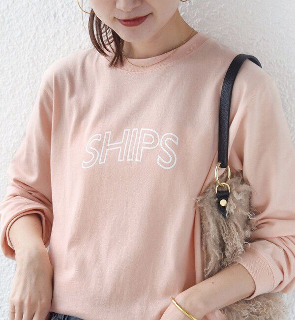 SHIPS for women「【WEB限定】 SHIPS ラウンド プリント ロゴ ロングスリーブ TEE」|Tシャツ・カットソー|