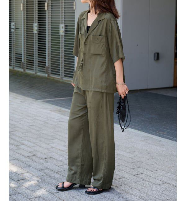 OUTDOOR PRODUCTS Usual Things「ヴィンテージサテンタンブラーイージーパンツ　セットアップ対応」|スラックス|