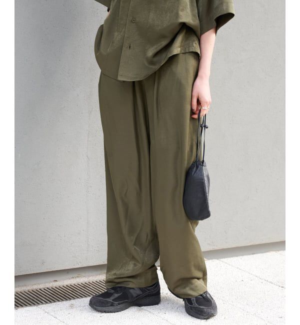 OUTDOOR PRODUCTS Usual Things「ヴィンテージサテンタンブラーイージーパンツ　セットアップ対応」|スラックス|