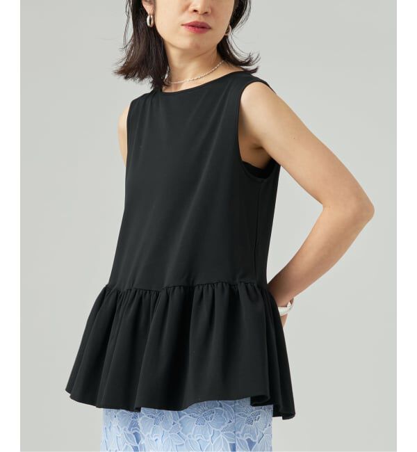 VERMEIL par iena「ペプラム ノースリーブプルオーバー」|Tシャツ・カットソー|ブラック