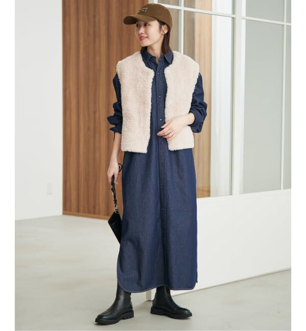 SLOBE IENA「《シリーズあり/予約》LEDENIM BDU デニムシャツワンピース」|ワンピース|