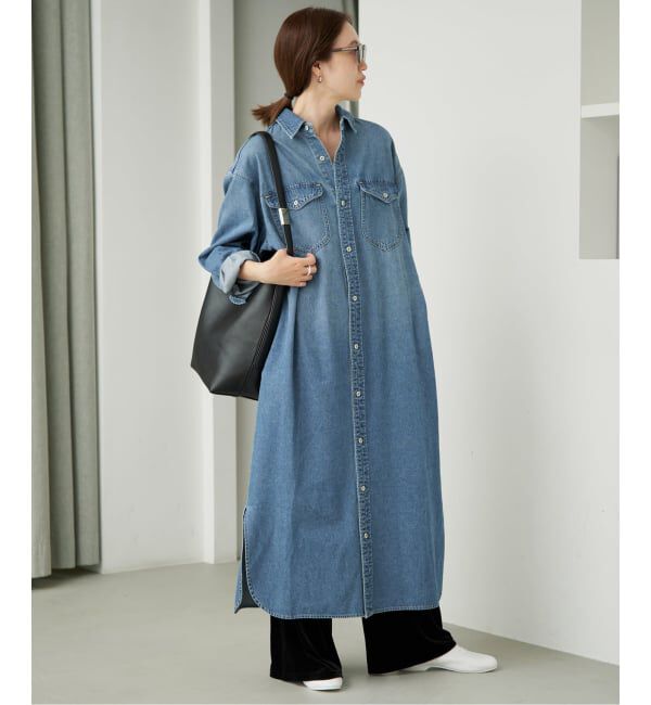 SLOBE IENA「《シリーズあり/予約》LEDENIM BDU デニムシャツワンピース」|ワンピース|