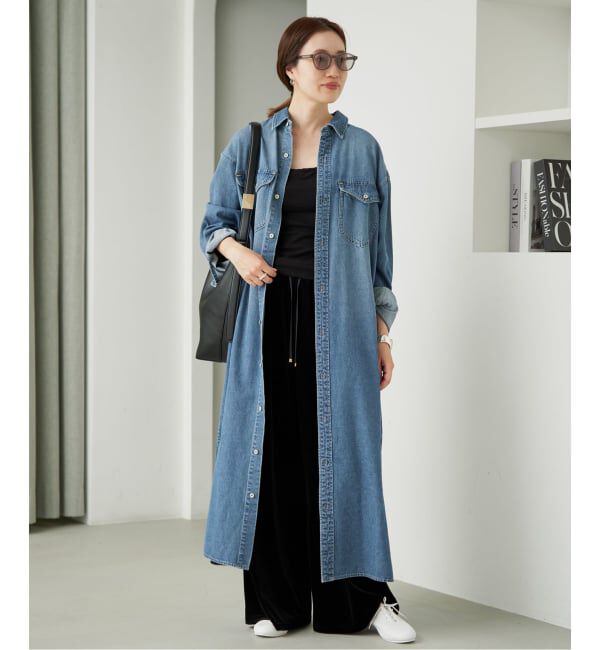 SLOBE IENA「《シリーズあり/予約》LEDENIM BDU デニムシャツワンピース」|ワンピース|