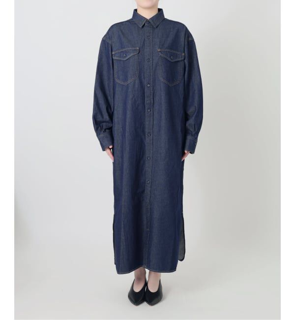 SLOBE IENA「《シリーズあり/予約》LEDENIM BDU デニムシャツワンピース」|ワンピース|