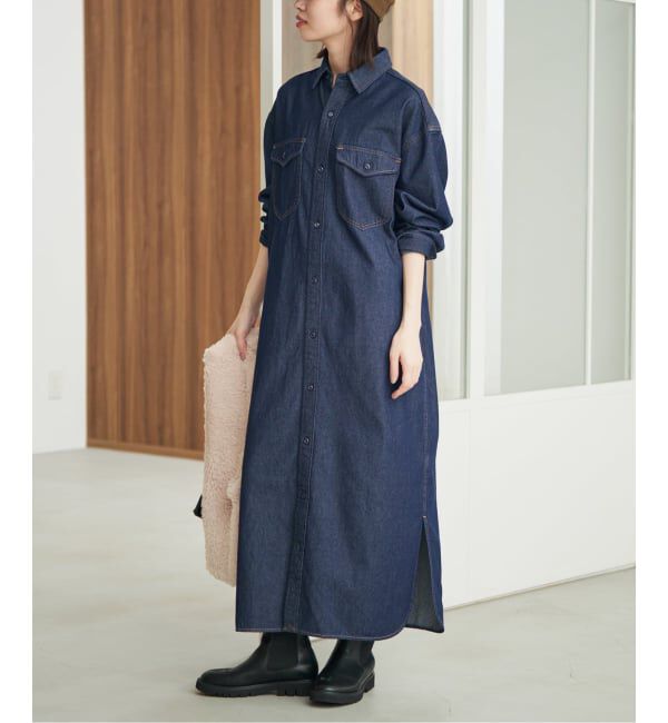 SLOBE IENA「《シリーズあり/予約》LEDENIM BDU デニムシャツワンピース」|ワンピース|