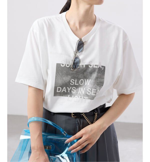 IENA「《WEB限定/追加》コットンフォトプリント ロゴTシャツ」|Tシャツ・カットソー|グレーA