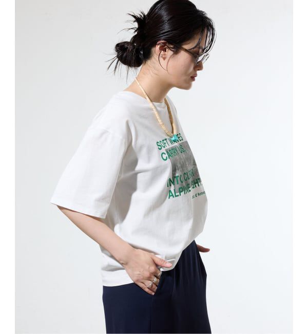 IENA「《WEB限定/追加》コットンフォトプリント ロゴTシャツ」|Tシャツ・カットソー|