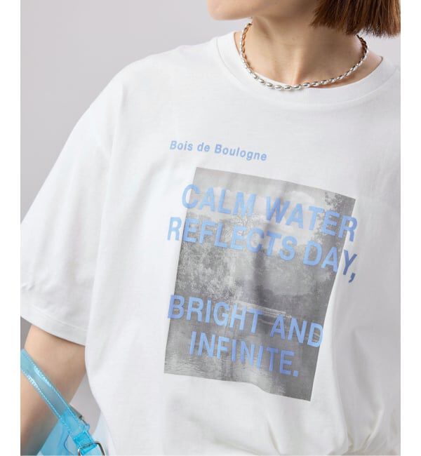 IENA「《WEB限定/追加》コットンフォトプリント ロゴTシャツ」|Tシャツ・カットソー|サックスブルー