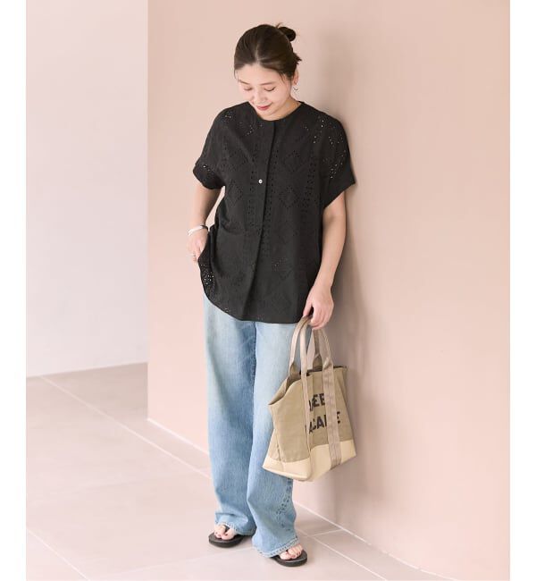 JOURNAL STANDARD「カットワークレースノーカラーブラウス」|シャツ・ブラウス|