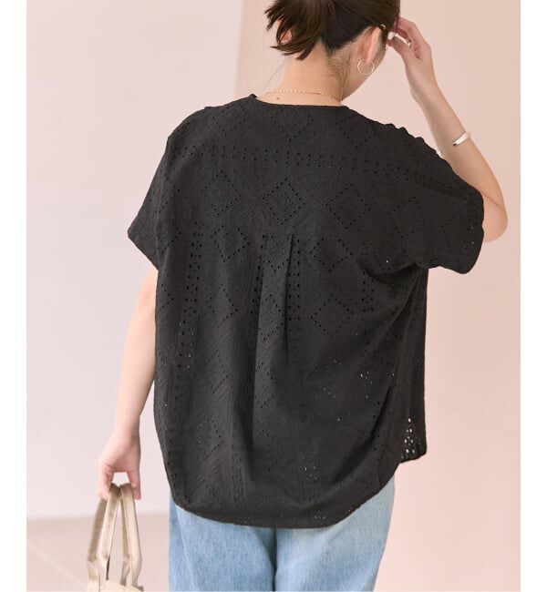 JOURNAL STANDARD「カットワークレースノーカラーブラウス」|シャツ・ブラウス|