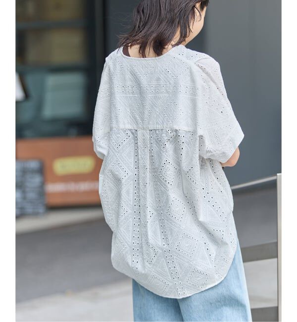 JOURNAL STANDARD「カットワークレースノーカラーブラウス」|シャツ・ブラウス|