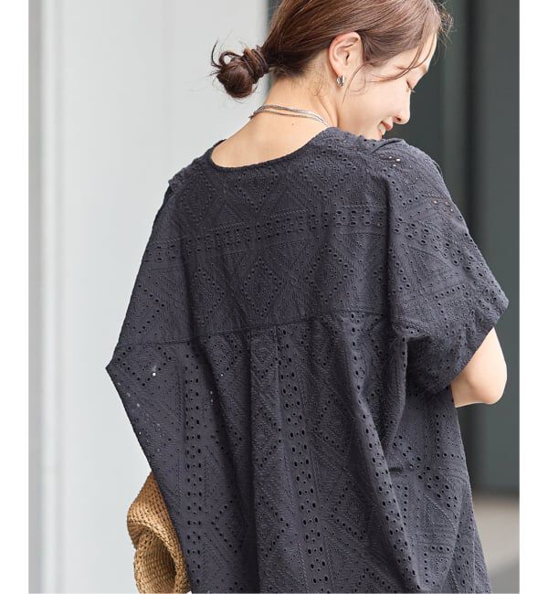 JOURNAL STANDARD「カットワークレースノーカラーブラウス」|シャツ・ブラウス|