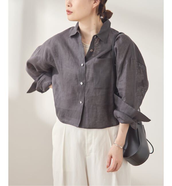 journal standard L'essage「ヨーロピアンフラックス刺繍ショートシャツ 2」|シャツ・ブラウス|グレーA