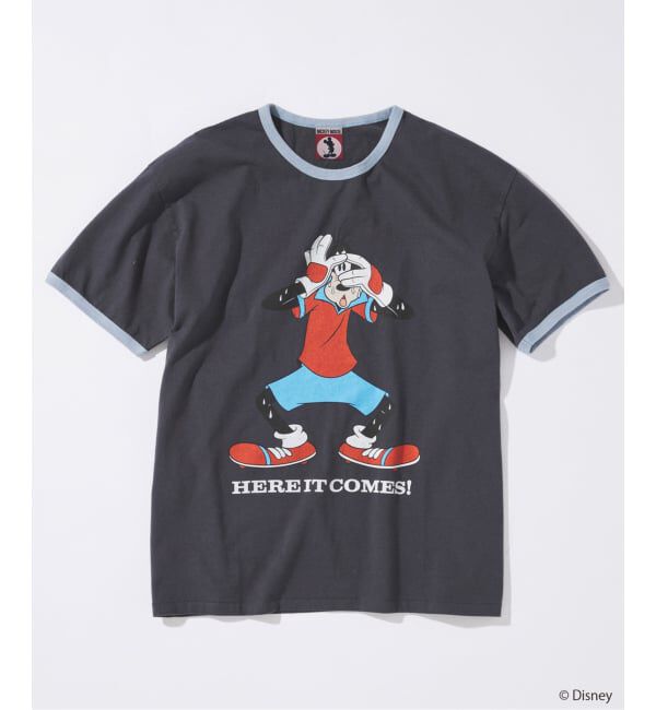 JOURNAL STANDARD「MICKEY MOUSE / ミッキー マウス 別注 サッカー プリント Tシャツ」|Tシャツ・カットソー|ブラック A