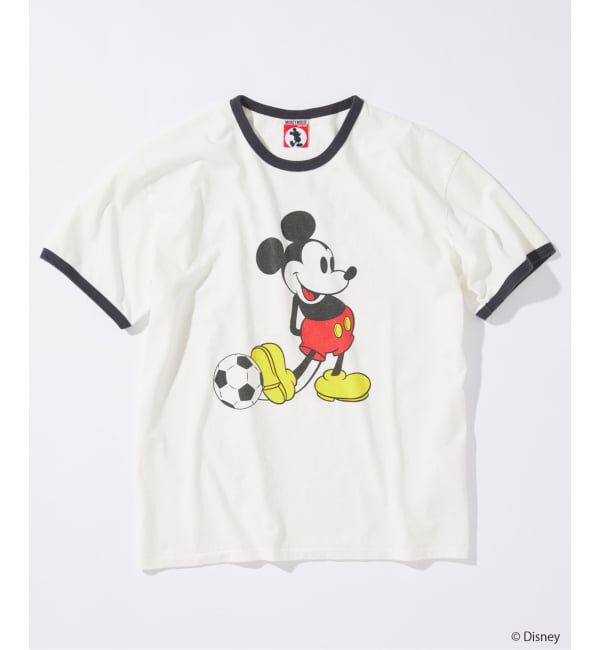 JOURNAL STANDARD「MICKEY MOUSE / ミッキー マウス 別注 サッカー プリント Tシャツ」|Tシャツ・カットソー|ホワイト A
