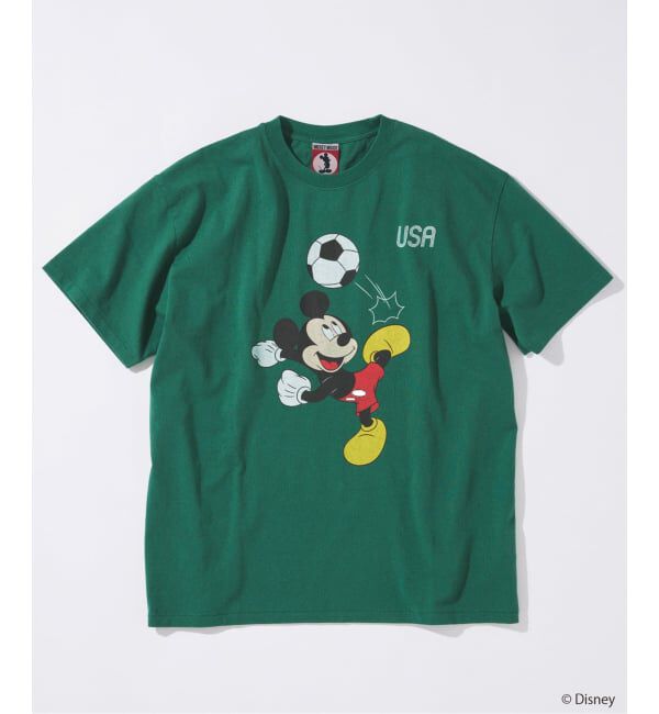 JOURNAL STANDARD「MICKEY MOUSE / ミッキー マウス 別注 サッカー プリント Tシャツ」|Tシャツ・カットソー|グリーン B