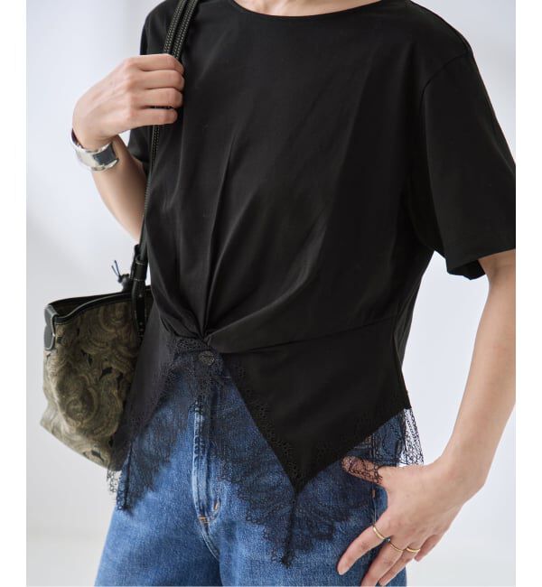 journal standard L'essage「レーストップスTシャツ」|Tシャツ・カットソー|ブラック