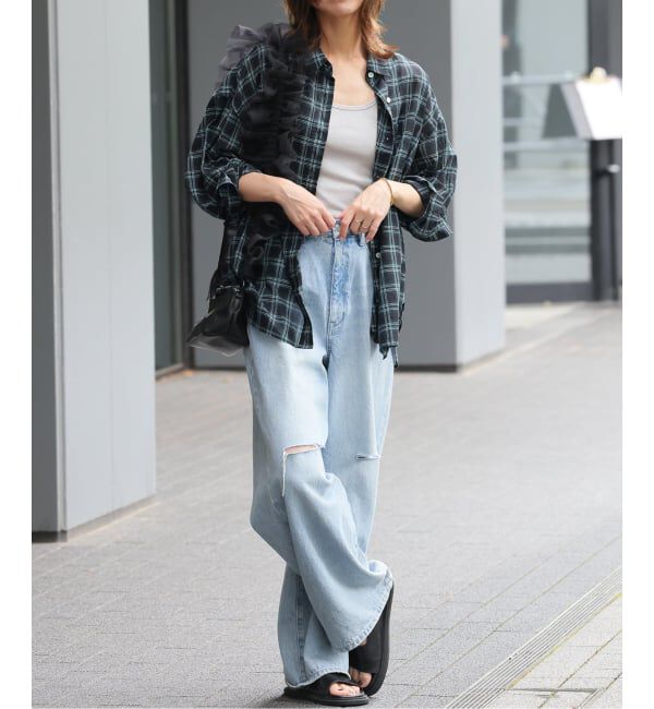 JOURNAL STANDARD relume「《追加2》コットンローンチェックオーバーサイズ」|シャツ・ブラウス|