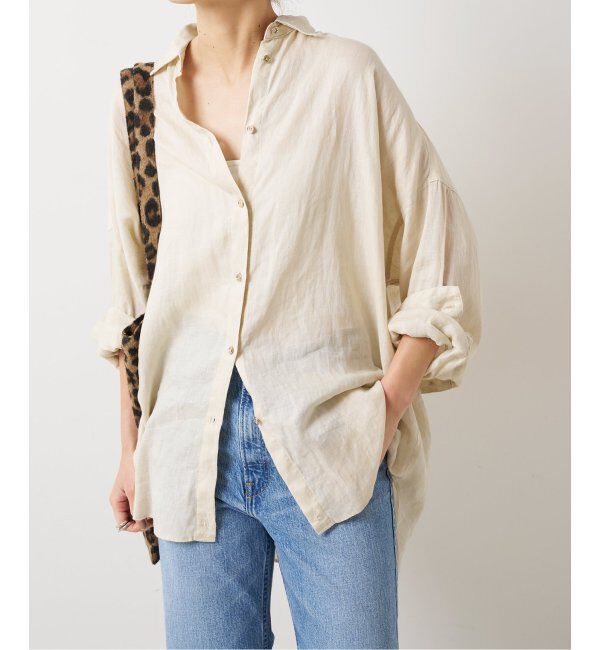 Spick and Span「≪追加≫80リネンカシュクールビッグシャツ」|シャツ・ブラウス|