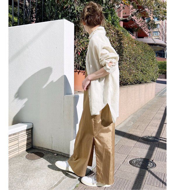 Spick and Span「≪追加≫80リネンカシュクールビッグシャツ」|シャツ・ブラウス|