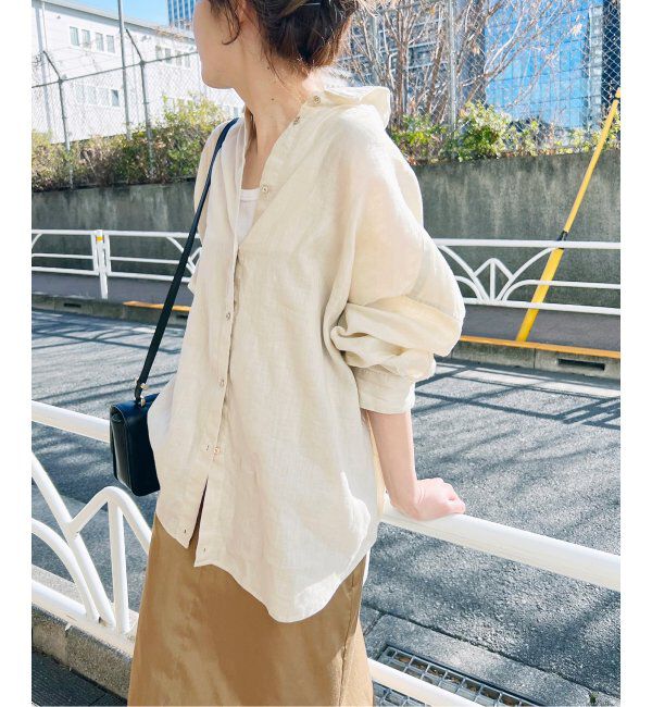Spick and Span「≪追加≫80リネンカシュクールビッグシャツ」|シャツ・ブラウス|