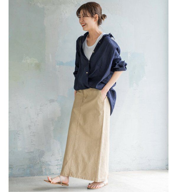 Spick and Span「≪追加≫80リネンカシュクールビッグシャツ」|シャツ・ブラウス|