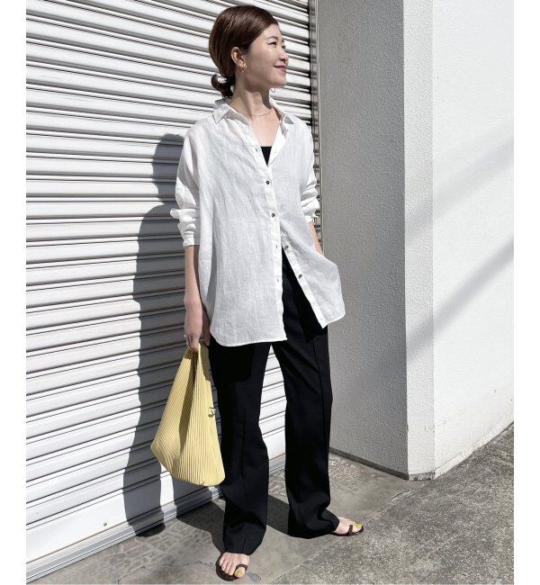 Spick and Span「≪追加≫80リネンカシュクールビッグシャツ」|シャツ・ブラウス|