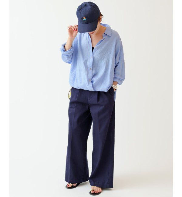 Spick and Span「≪追加≫80リネンカシュクールビッグシャツ」|シャツ・ブラウス|