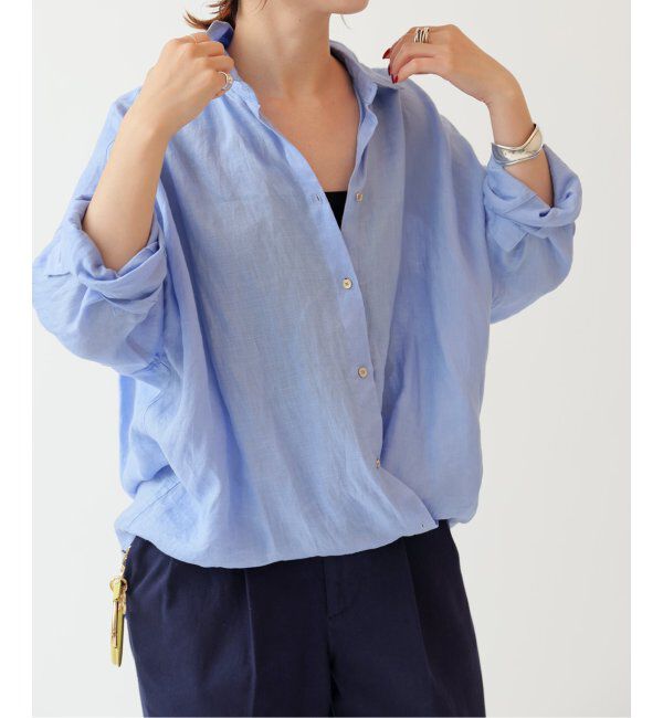 Spick and Span「≪追加≫80リネンカシュクールビッグシャツ」|シャツ・ブラウス|