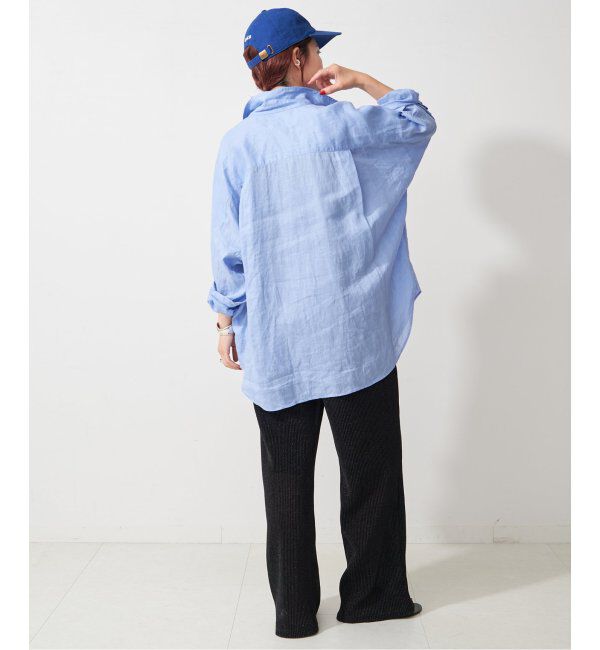 Spick and Span「≪追加≫80リネンカシュクールビッグシャツ」|シャツ・ブラウス|