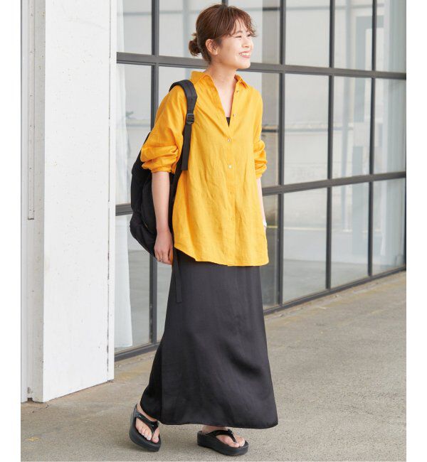 Spick and Span「≪追加≫80リネンカシュクールビッグシャツ」|シャツ・ブラウス|