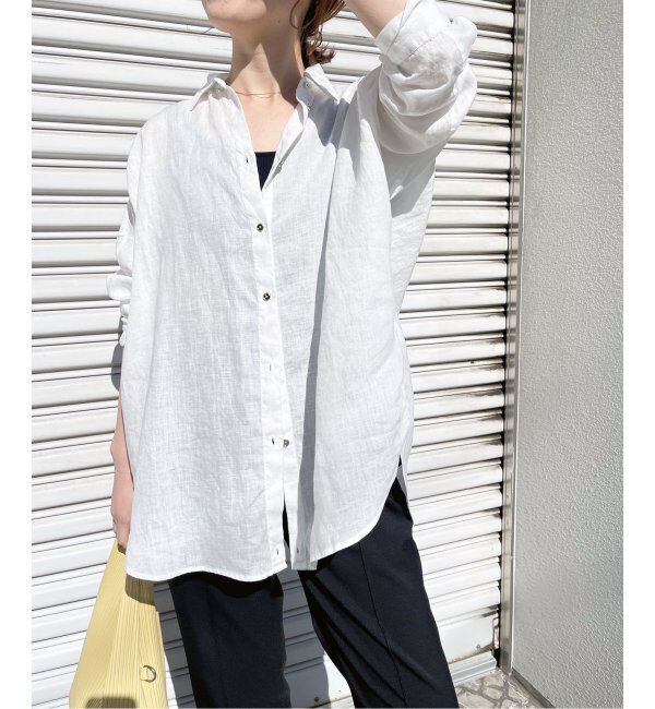 Spick and Span「≪追加≫80リネンカシュクールビッグシャツ」|シャツ・ブラウス|