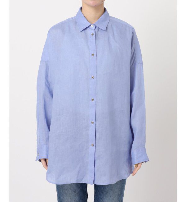Spick and Span「≪追加≫80リネンカシュクールビッグシャツ」|シャツ・ブラウス|