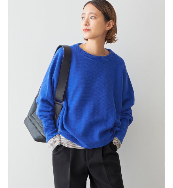 Spick and Span「《追加》バルキーヤーン ドルマンロングリブニット」|ニット・セーター|ブルー