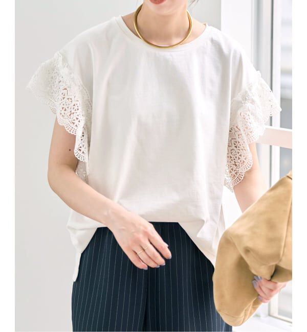 Spick and Span「ケミカルレーススリーブプルオーバー」|Tシャツ・カットソー|